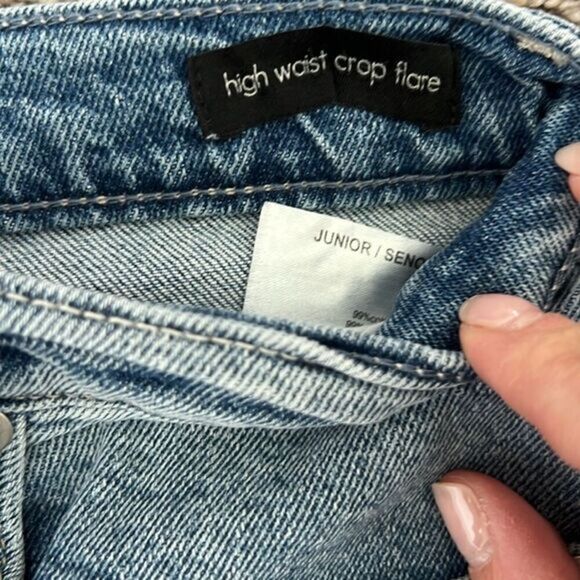 Ella Moss High Waist Crop Flare Distressed Blue Jeans Size 25 - Picture 5 of 6